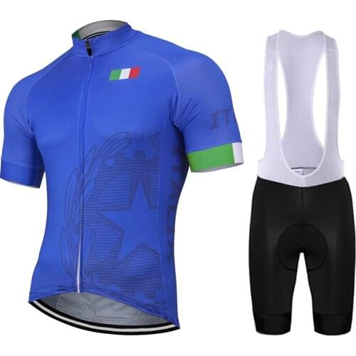 Italy New Outdoor Cycling Jersey Set Bike MTB Road Mountain Race Bike Set Blue Clothing Short 9D Gel Breathable maillot Ciclismo