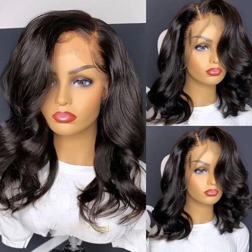 Short Wavy Bob Wig Human Hair Wigs Wet And Wavy Wig Body Wave Wig Remy Brazilian Wigs For Woman Pre Plucked 13x4 Lace Front Wig