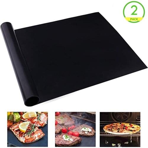 2pcs Grill Mat Sheet Resistant Reusable Non-Stick Barbecue Bake Meat For Indirect Cooking On Gas Charcoal Electric Grills