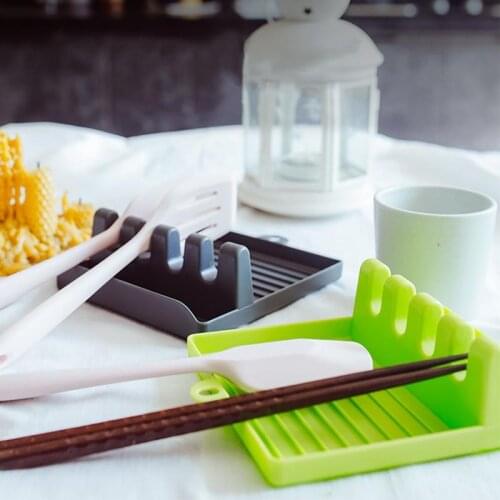 Cooking Tools Kitchen Silicone/PP Spoon Rest Utensil Spatula Holder Heat Resistant Storage Shelves 3 Colors Kitchen Tools