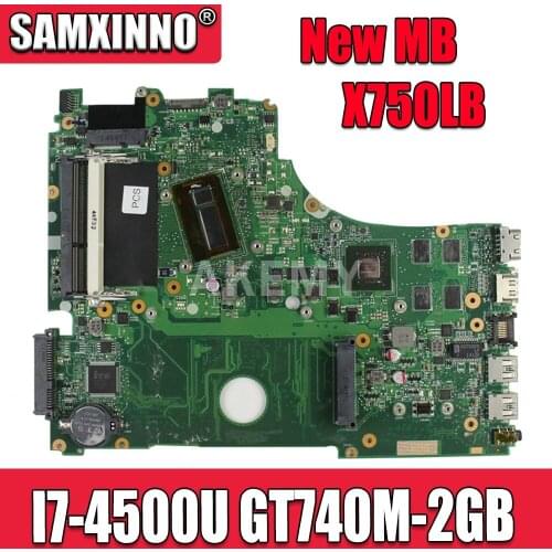 Akemy X750LN mainboard For ASUS X750 X750LB X750LN X750L K750L laptop motherboard I7-4500U GT840M-2GB
