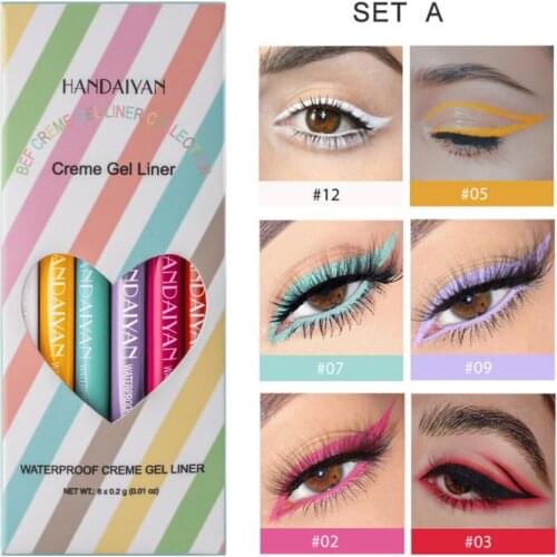 20 Color Matte Liquid Eyeliner Waterproof Eye Liner Pen Long Lasting 6 Sticks Color No Blooming TSLM2