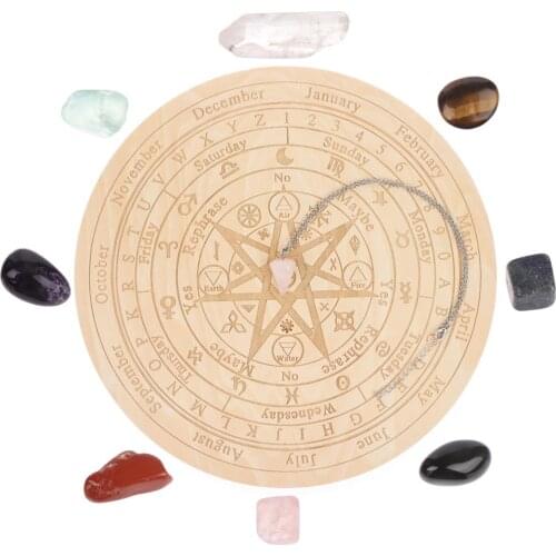 Pendulum Board for Divination Metaphysical Message Board Star Wooden Pendulum