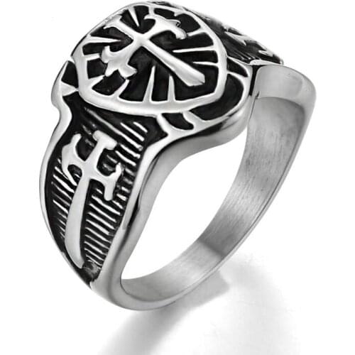 Cross Ring Stainless Steel Jewelry Classic Vintage Motor Biker Men Ring Wholesale