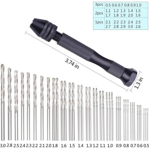 49Pcs Twist Drill Set Precision Pin Vise Hobby Drill with Model Twist Hand Drill Bits for DIY Make Jewelry Rotary Drilling Tool