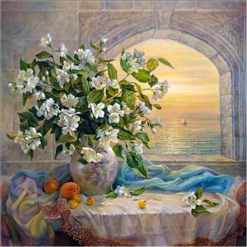 Jasmine - Counted Cross Stitch Kits - DIY Handmade Needlework for Embroidery 14 ct Cross Stitch Sets Oil painting