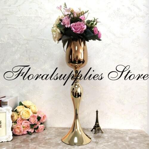 New marriage decorative flower vases gold metal candle holder candle stand wedding centerpiece 10PCS/LOT