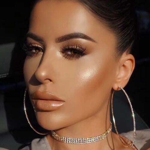 New 10cm Gold Hoop Earring With Rhinestone Crystal Circle Earrings Simple Big Round Hoop Earrings For Women Hiphop Jewelry