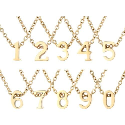 Fashion Digital Chain Necklace 316L Stainless Steel DIY Charm Necklace for Women Gold Color Simple Design Jewelry Wholesale