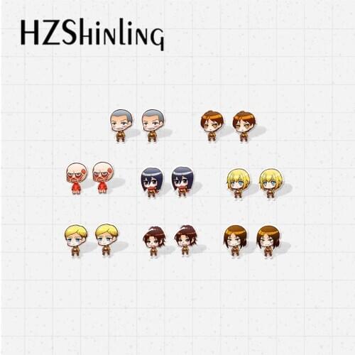 New Attack on Titan Anime Characters Epoxy Acrylic Resin Earrings Eren Jager Ackerman Armin Arlert Erwin Smith Earrings