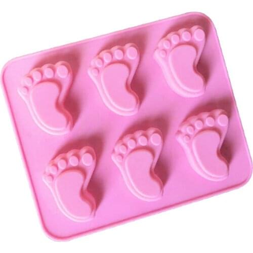 6 Cavity Footprints Silicone Cake Mold Handmade Soap Mold XG234