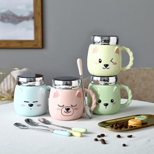 Cute Creative Ceramic Cup Cartoon Fashion Water Fun Office Coffee Mug Home Milk Breakfast Mugs Birthday Wedding Couple Gift Cups