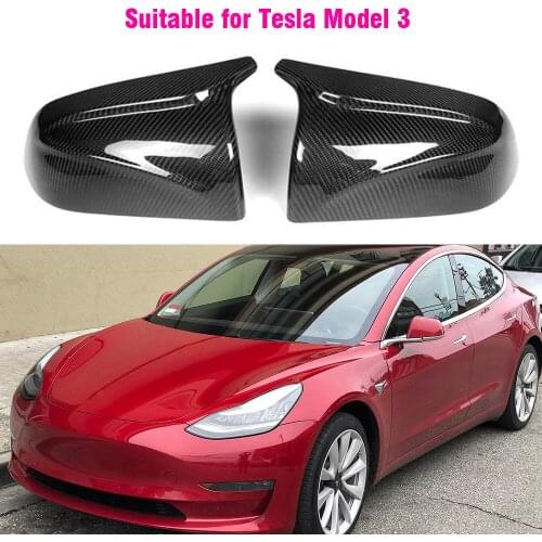 Replace Covers For Tesla Model 3 ABS Carbon Fiber Color Mirror Caps Protection 2017 2018 2019 2020
