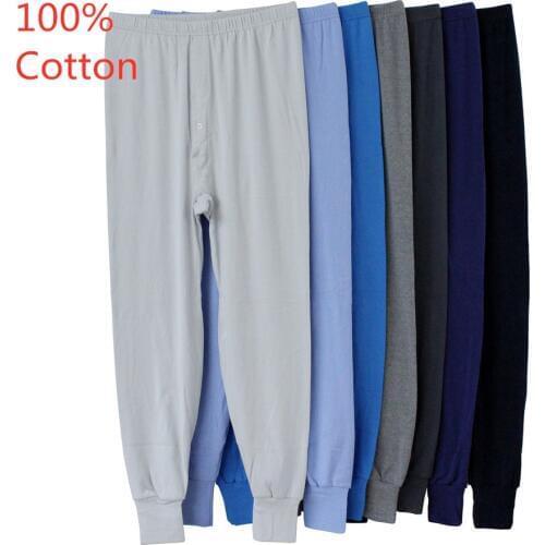Winter AutumnThermal Underwear Bottoms Mens Leggings Thermos Pants Male Warm Wool Cotton Thicken Trousers Random Color