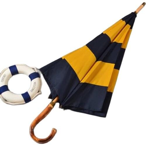 British Wind Stripe Windproof Umbrella Sun Big Double Women Mens Long Handle Umbrella UV Clear Rain Umbrellas Parapluie SY309