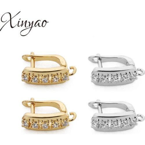 XINYAO Handmade Crystals Jewelry Material Clamp Pinch Clip Bail Hooks Accessories For Women Crystal Agate Pearl Earring Necklace