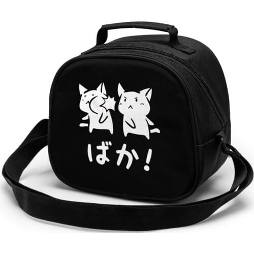 Japanese Otaku Baka Neko Cute Cats Children fashion lunch bag thermal insulated bag travel casual insulated picnic bag
