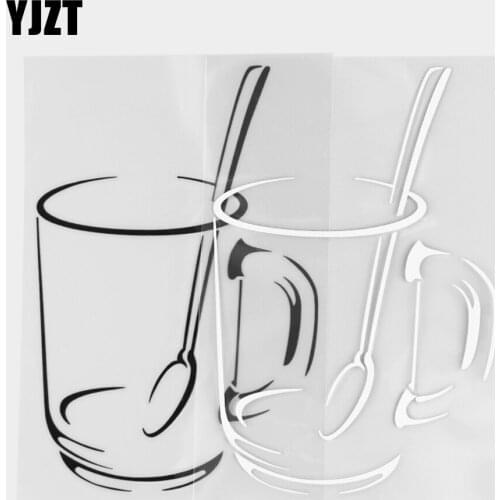 YJZT 10.1×15.3CM Creative Cup And Spoon Pattern Vinyl Decal Fun Design Car Stickers Black / Silver 20D-0208
