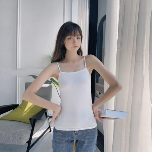 Ladies camisole womens long slim slimming plus size blouse in spring and summer wear student black bottoming shirt tank top