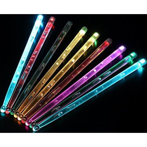 1 Pair 3 Modes 7A/5A Stage Flashing Colorful LED Drum Sticks Percussion Mallets Music Equipment Accessories Attachment