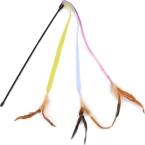 Legendog 1pc Cat Teaser Wand Toy Interactive Funny Fake Feather Cat Wand Kitten Teaser Toy Pet Supplies Pet Accessories