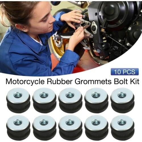 10Pcs Motorcycle Rubber Grommets Bolts For Honda For Suzuki For Kawasaki Fairing Rubber Grommets Kit Washer Assortment