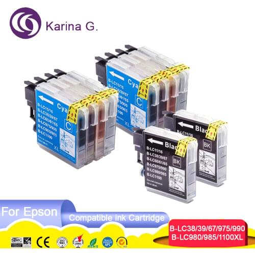 10x Compatible Ink Cartridge for Brother LC 985 LC975 LC67 LC1100 LC980 XL Ink Cartridge for Brother DCP 185C 195C 9805C Printer