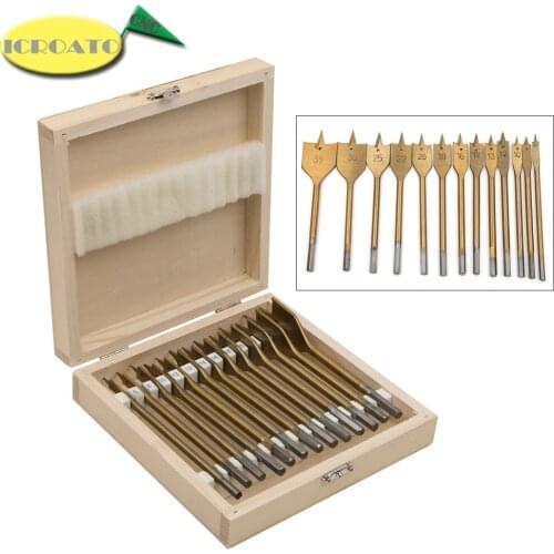 13pcs Woodworking Tool Sets Durable High Carbon Steel Flat Drill Bits Flat Spade Bit Wood Tools Drill Bit Core Hole Cutter Bit
