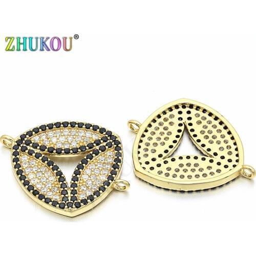 17*22mm Brass Cubic Zirconia Charms Connectors for Diy Jewelry Findings Making, Hole: 1mm, Model: VS47