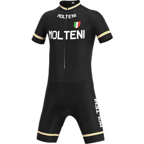 1974 Competition MOLTENI Team Retro Man Black Cycling Jumpsuit Triathlon Short Jersey Skinsuit suit maillot ciclismo hombre