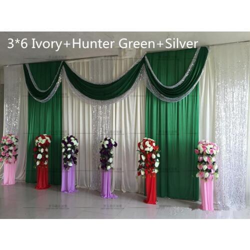 3M*6M Ice Silk wedding backdrop curtains with sequins swag wedding drapes perfermance stage backdrop Props wedding Decorations