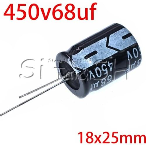 5PCS 450V68UF 18*25mm 68UF 450V 18x25 mm Aluminum Electrolytic Capacitor DIP