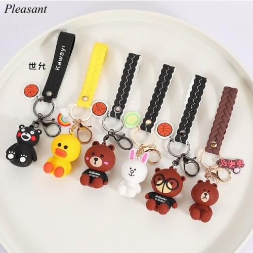 6PCS/Set of Cartoon Hot-selling Bear Doll Key Chain Accessories Bag Pendant Wholesale Key Ring Free Shipping