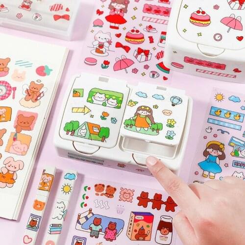 6pcs Stickers Kawaii Ins Fun Stickers Creative DIY Diary Hand Account Decoration Stickers Cartoon Student Stationery Stickers