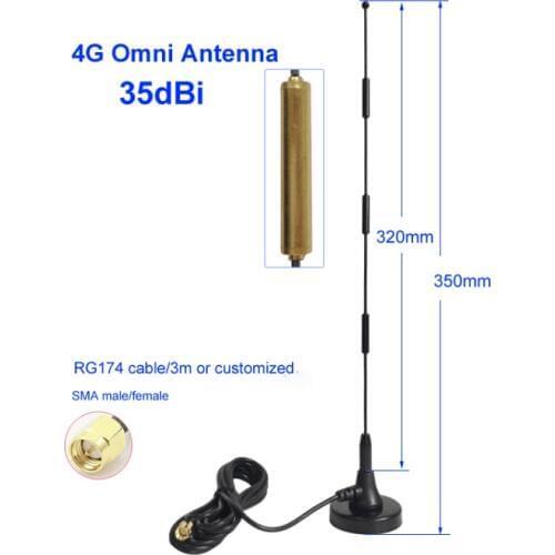 External 698-2700Mhz Long Range 2.4G WIFI 3G GSM 35dBi 4G LTE Antenna in SMA male connector magnetic base RG174 cable 1. 5M fe