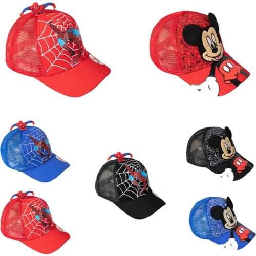 Disney Marvel Spiderman Summer Thin Childrens Baseball Cap Mickey Minnie Cartoon Sun Hat Boys Fashion Mesh Cap 2-8 Years Old