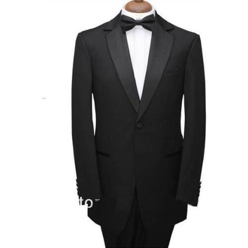 Custom Made To Measure Black Tailcoats With Left Chest Pocket,White Vest,Bespoke Long Tail Tuxedo,Tailored Evening Suits