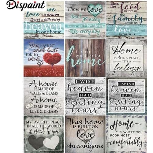 Dispaint Paint With Diamond Embroidery "English letters landscape"Diamond Painting Full Square Round Picture Of Rhinestone Decor