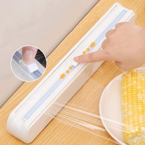 Plastic Film Wrap Cling Dispenser Household Kitchen Cling Cutting Box Kitchen Food Preservation Film Storage Holder