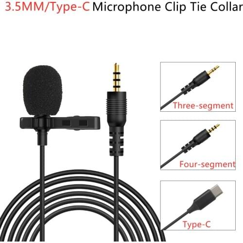 For Mobile Phone/PC 3.5mm Microphone Clip Tie Collar Speaking in Lecture Bracket Clip Vocal Audio Mini Portable Lapel Microphone