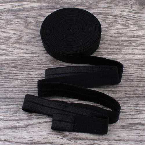120yards/lot 5/8" (15mm) Black Blue Shiny Solid Fold Over Elastic Ribbon FOE for Kids Girls Elastic Headbands Hair Ties Hairbow