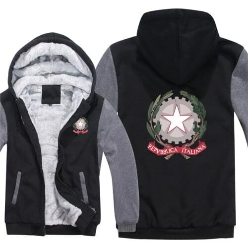 The Coat Of Arms Of Italy Hoodies Men Cool Coat Thicken Italy Flag Sweatshirt Mans Jacket Hoody