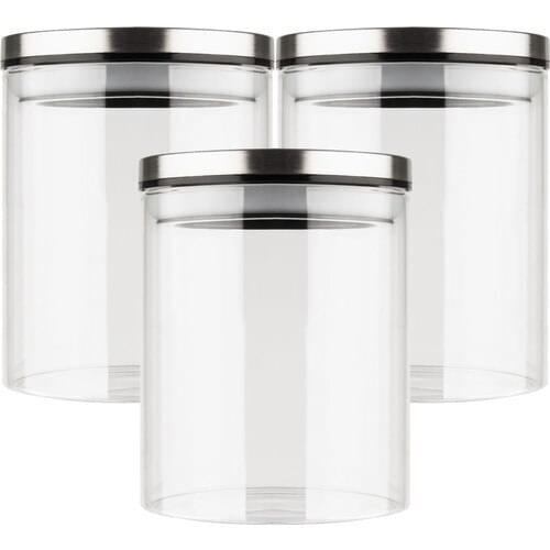 Mama Camilla Triple Set 600 Ml Metal Cover Borosilicate Glass Jar Heat Resistant Pyrex Spice