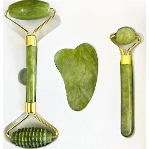 Massagers For Face Body Scraper Beauty Facial Roller Set Natural Gouache Stone Massage Slimming Skin Care Lift Facial Care Tool