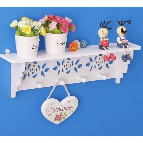 Sweet Home Shelves Filigree Style Cut Out Design Wall Shelf Candle Home Hat Key Storage Holder Hooks Rack Hanger