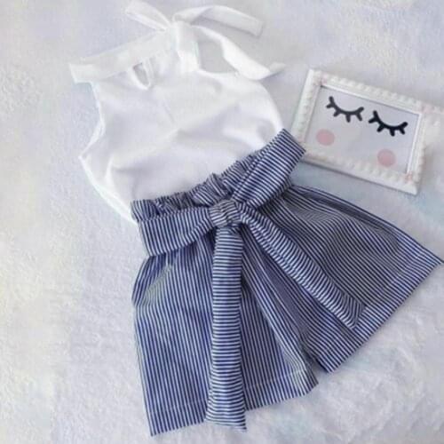 Fashionable Children Clothing Sleeveless Skin-friendly Cotton Blend Girls Shorts Outfit for Leisure
