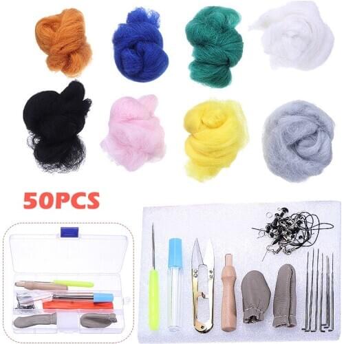 New Starter DIY Wool Roving Needle Felting Kit 8 Mixed Color Felted Wool Felting Needles Awl For Handmade Felting