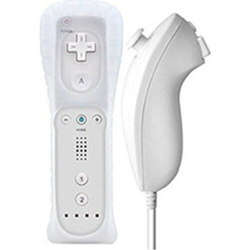 One Set =2 In 1 Wireless Remote Controller For Wii Built in Motion Plus Remote and Nunchuk Gamepad Black and White Color