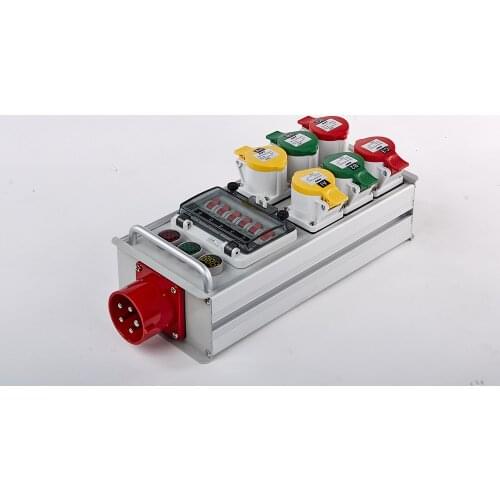 Waterproof plug 6 way 16A industrial plug with open breakout junction box voltmeter led screen power box stage pass-through box