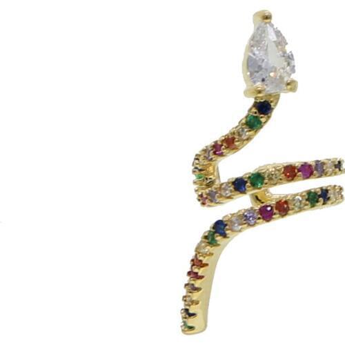 Rainbow cz paved twist band earring no pin on ear cuff earring with colorful cz paved party cute tiny earring